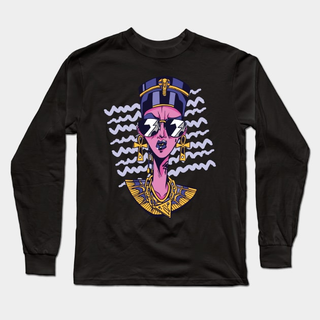 Ancient Egypt Beautiful cool NEFERTITI pyramids Long Sleeve T-Shirt by Midoart